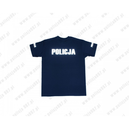 Koszulka t-shirt granatowa POLICJA/napis odblaskowy | Policja997