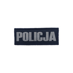 Napis odblaskowy odblask na rzep POLICJA 10x4cm na kamizelkę granatowy  | Haft | Policja997