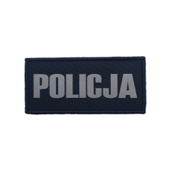 Napis odblaskowy odblask na rzep POLICJA 10,5x5cm na kamizelkę granatowy  | Haft | Policja997
